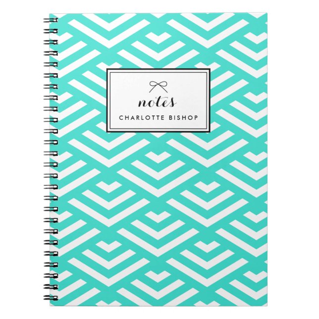 Carnet Vagues géométriques turquoise Personnalisées (Devant)