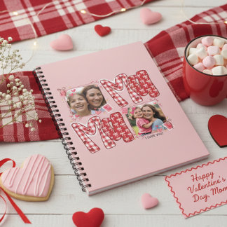 Carnet Valentine Mom and Child Pink Red Plaid Hearts