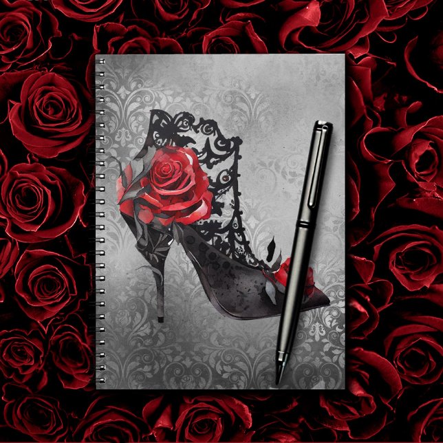 Carnet Vampy Vogue Grunge | Stiletto Lace Bootie Roses (Créateur téléchargé)