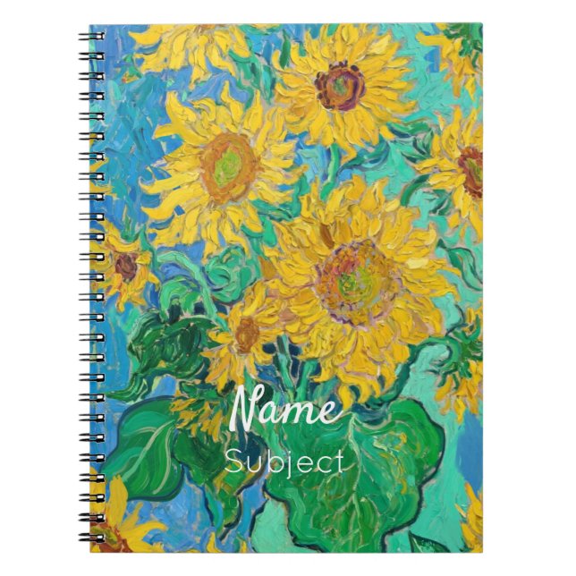 Carnet  Van Gogh Sunflowers Yellow Flowers Custom Name (Devant)
