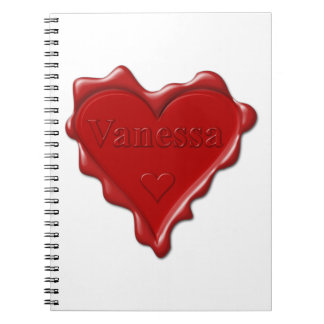 Carnet Vanessa. Joint rouge de cire de coeur avec Vanessa