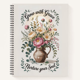 Carnet Vase Avec Floraux Croissance Avec Citation Grace