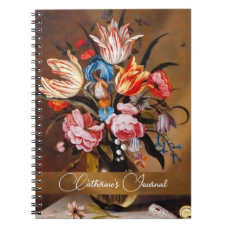 Carnet Vase de fleurs Art Vintage avec nom