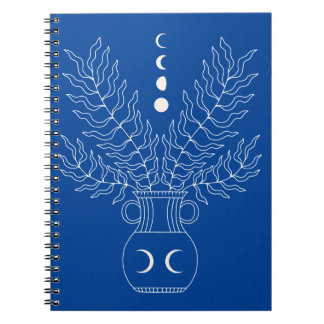 Carnet Vase de lune de ligne blanche phases feuilles plan