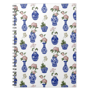 Carnet Vases et fleurs bleus de chinoiserie