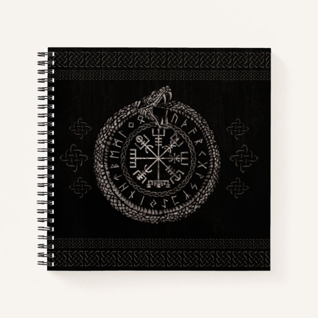 Carnet Vegvisir avec Ouroboros et runes (Devant)
