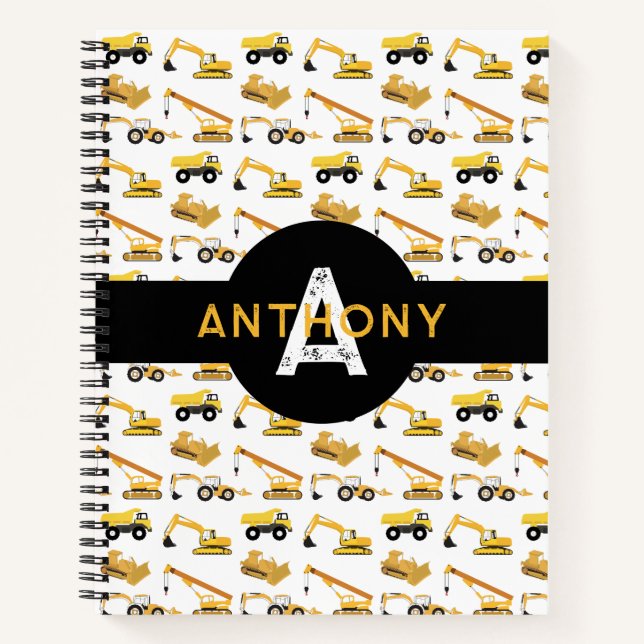 Carnet Véhicules Camions de Construction Enfants Monogram (Devant)
