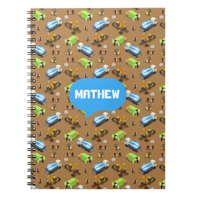 Carnet Véhicules de construction pour enfants personnalis (Devant)