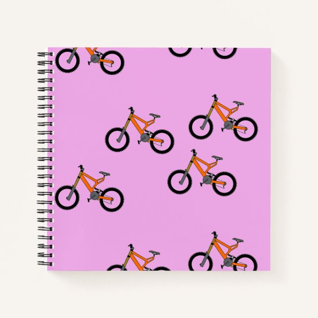 Carnet Vélos motif sur rose (Devant)