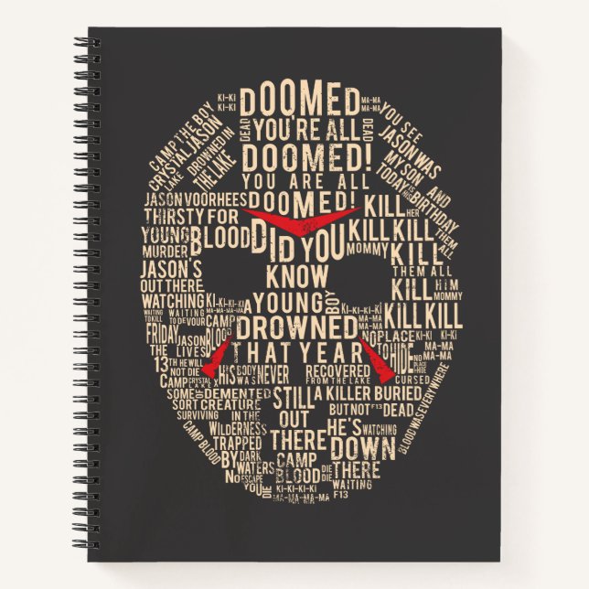Carnet Vendredi 13 | Masque de hockey typographique (Devant)