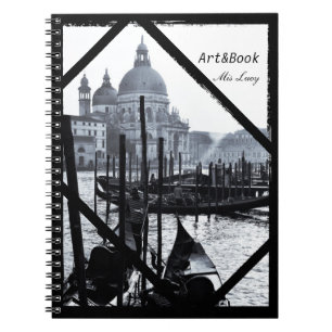 Carnet Venise, architecture, gondoles dans BW (carnet)
