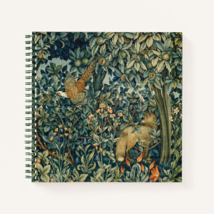 Carnet VERDURE, ANIMAUX FORESTIERS Pheasant, Fox, Vert Fl
