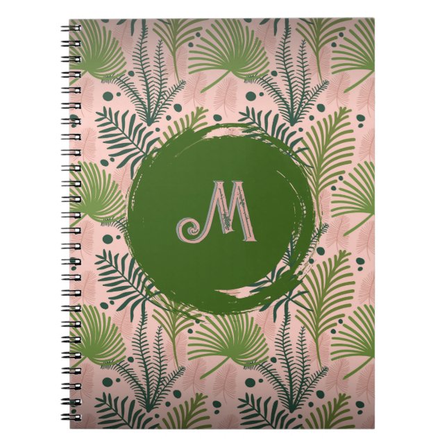 Carnet Verdure botanique Aquarelle Feuille Monogramme (Devant)