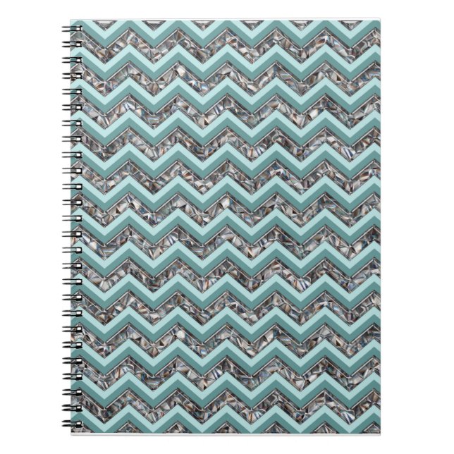 Carnet Verre coupé foncé et Zigzag Turquoise (Devant)