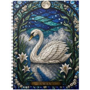 Carnet Verre de vitrail Cygne, Lys Blanc