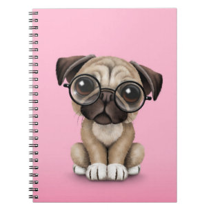 Carnet Verres de lecture de port de chiot mignon de