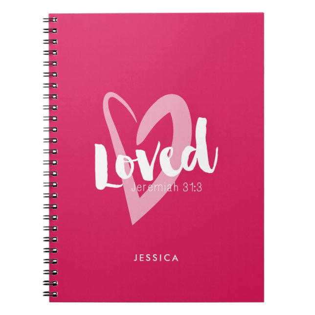 Carnet Verse de la Bible aimée du Coeur rose moderne (Devant)