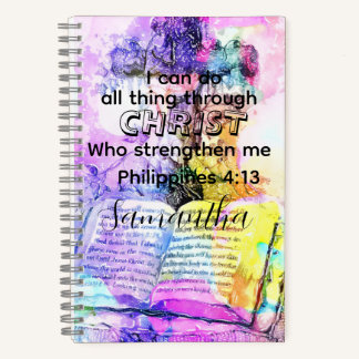 Carnet Verset biblique chrétien de la croix à l'aquarelle