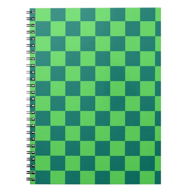 Carnet Vert bleu À damiers En vichy Motif (Devant)