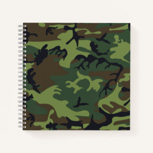 Carnet Vert clair, Vert foncé, Marron, Camouflage noir