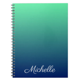 Carnet Vert et bleu foncé personnalisé