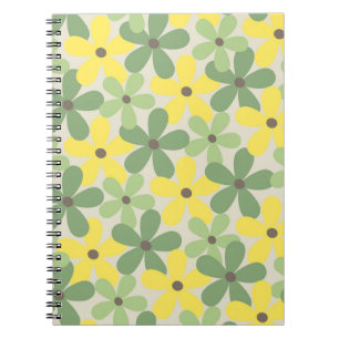 Carnet Vert jaune rétro Y2K les années 70 Fleur Motif
