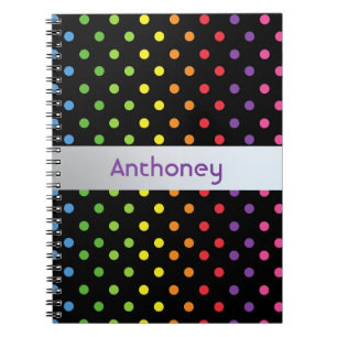 Carnet Vert menthe turquoise bleu rose pois personnalisés