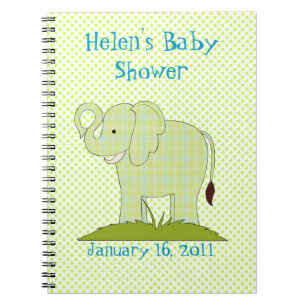 Carnet vert mignon de baby shower d'éléphant de