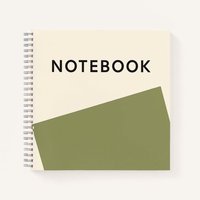 Carnet vert olive minimaliste (Devant)