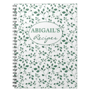 Carnet vert rustique de motif de feuillage