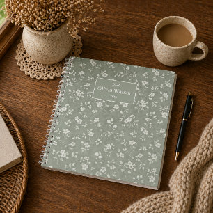 Carnet Vert sauge floral, Maison de campagne, Cottage cor