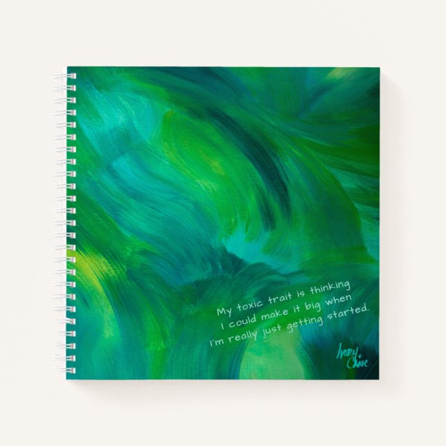 Carnet Vert SPWW avec vert Envy et spirale Carré Turquois (Devant)