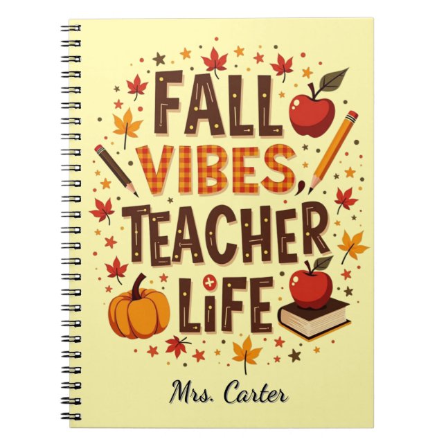 Carnet Vibes d'automne Vie d'enseignant - Retro Cute pers (Devant)