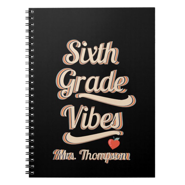 Carnet Vibes de l'école secondaire Boho Retro Professeur  (Devant)