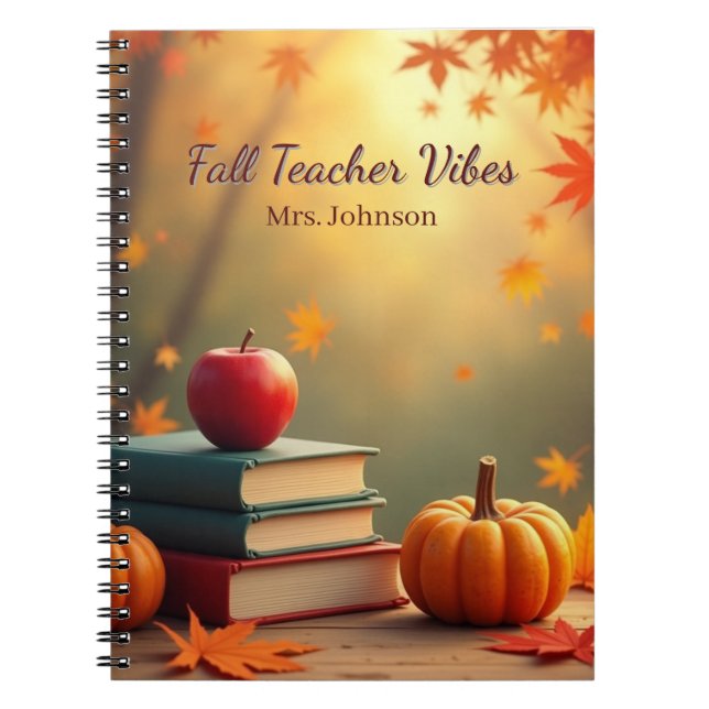 Carnet Vibes d'enseignant d'automne personnalisées (Devant)