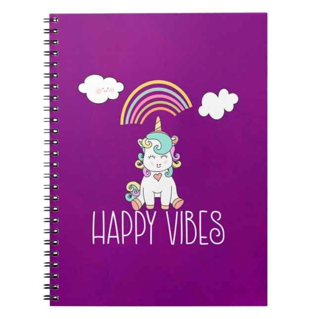 Carnet Vibes Joyeuses Cute Smiling Unicorn (Devant)