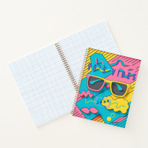 Carnet Vibes Retro rose et bleu des années 90 Personnalis
