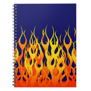 Carnet Vibrant Racing Flames on Navy Blue