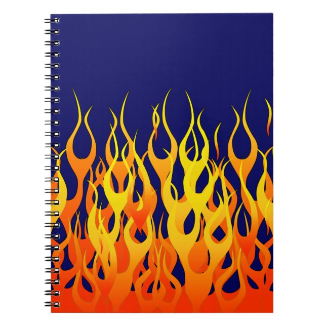 Carnet Vibrant Racing Flames on Navy Blue (Devant)