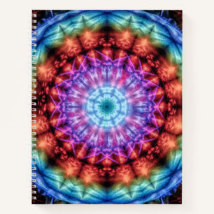 Carnet Vibrant Tie Dye Kaleidoscope Rainbow Mandala