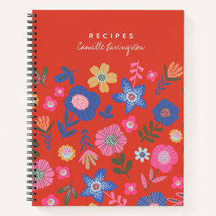 Carnet Vibrant Tropical Floral Rouge Recette personnalis