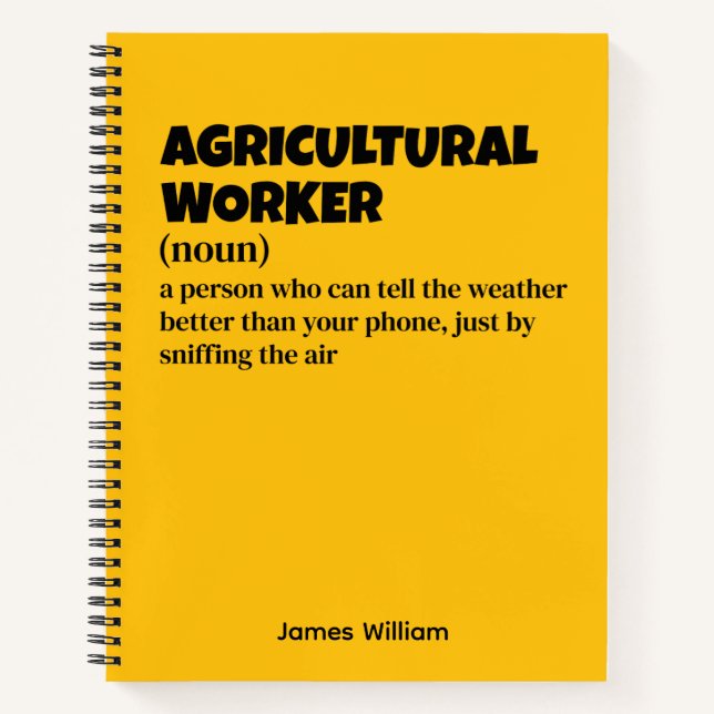 Carnet Vie agricole - Définition amusante du travailleur  (Devant)