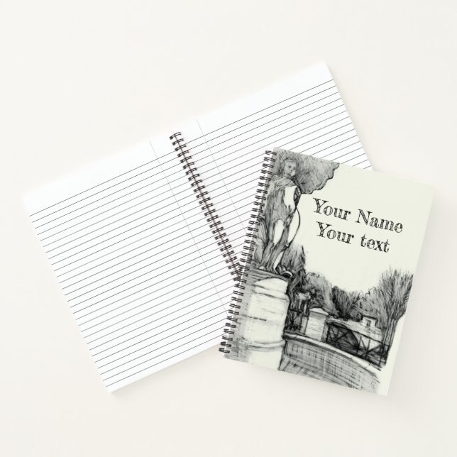 Carnet Vieille fontaine dans le parc avec garçon sculpté (Intérieur)