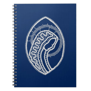 Carnet Vierge Marie, dentelle blanche, bleu marine