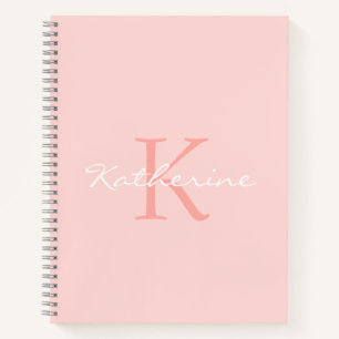 Carnet Vierge rose Script Girl Chic Monogramme Nom