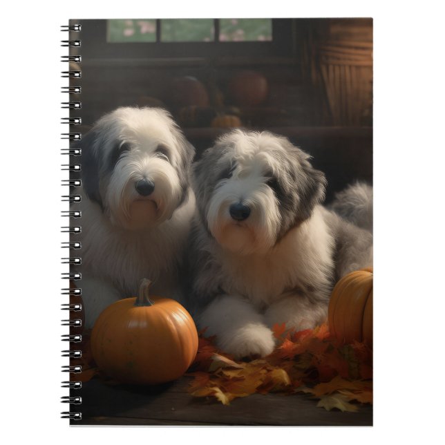 Carnet Vieux anglais Sheepdog Chiot Chiot Automne Citroui (Devant)