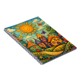 Carnet Village de Conte de Fées Fantaisiste sur Toile Col