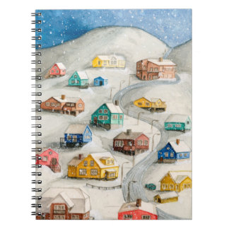 Carnet Village d'hiver cosy aquarelle