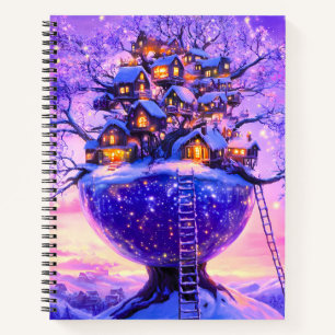 Carnet Village enneigé de l'arbre de fantaisie hivernale