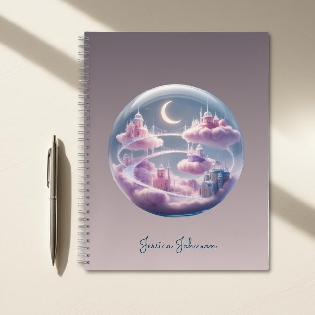 Carnet Ville céleste flottante personnalisée (Personalized Celestial Floating City Notebook)